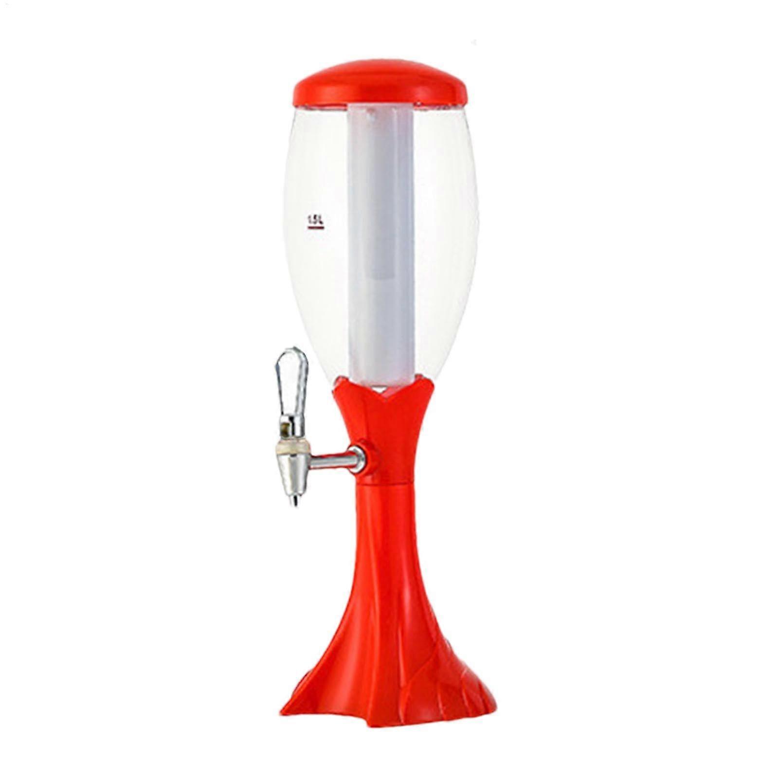 Drink Dispenser - Whiskey Liqueur Tower With Ice Tube And Faucet, Illuminated Red Bar Dispenser For Pub Or Restaurant