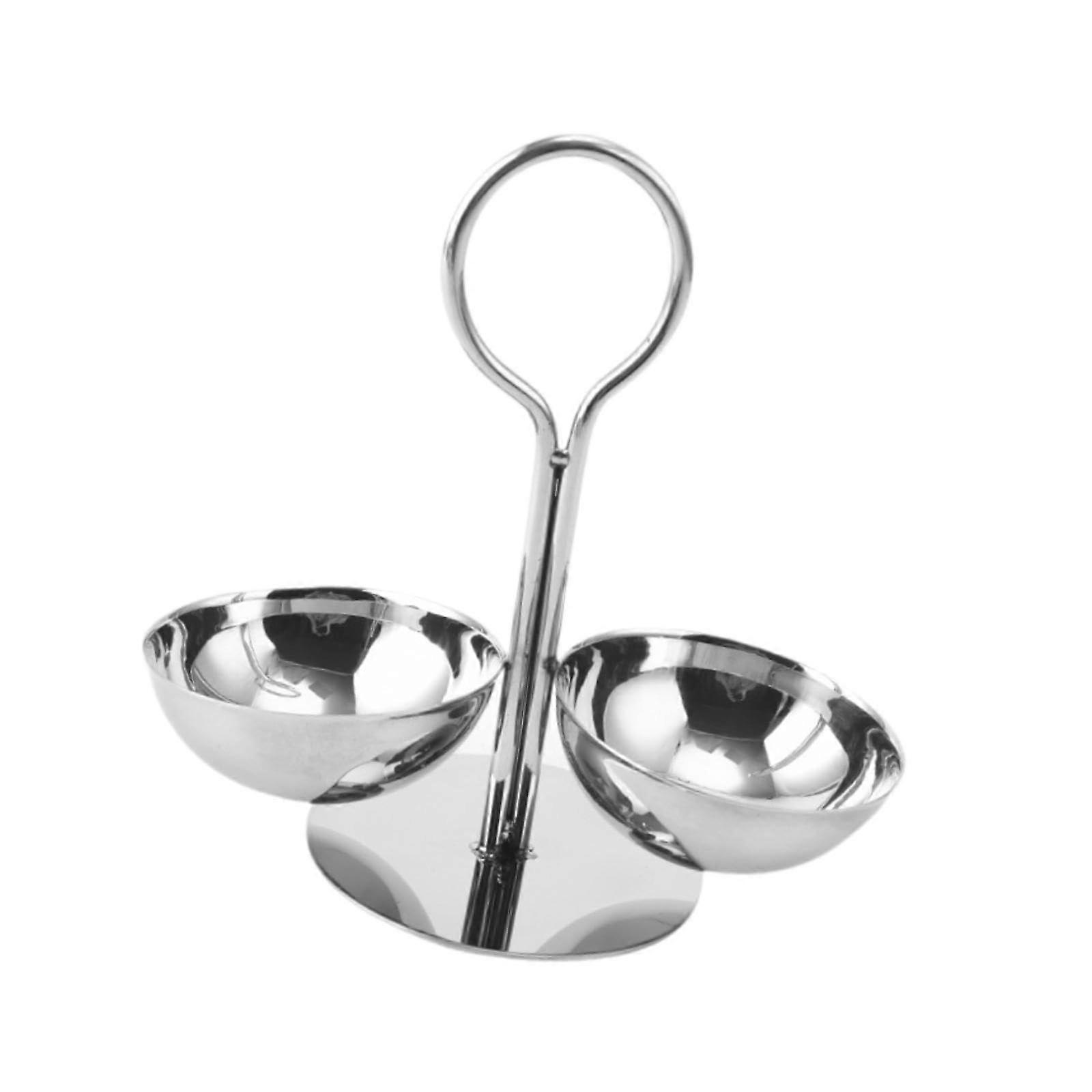Stainless Steel Snack Serving Bowl with Divided Trays, 2Piece Serveware Set for Displaying Snacks.