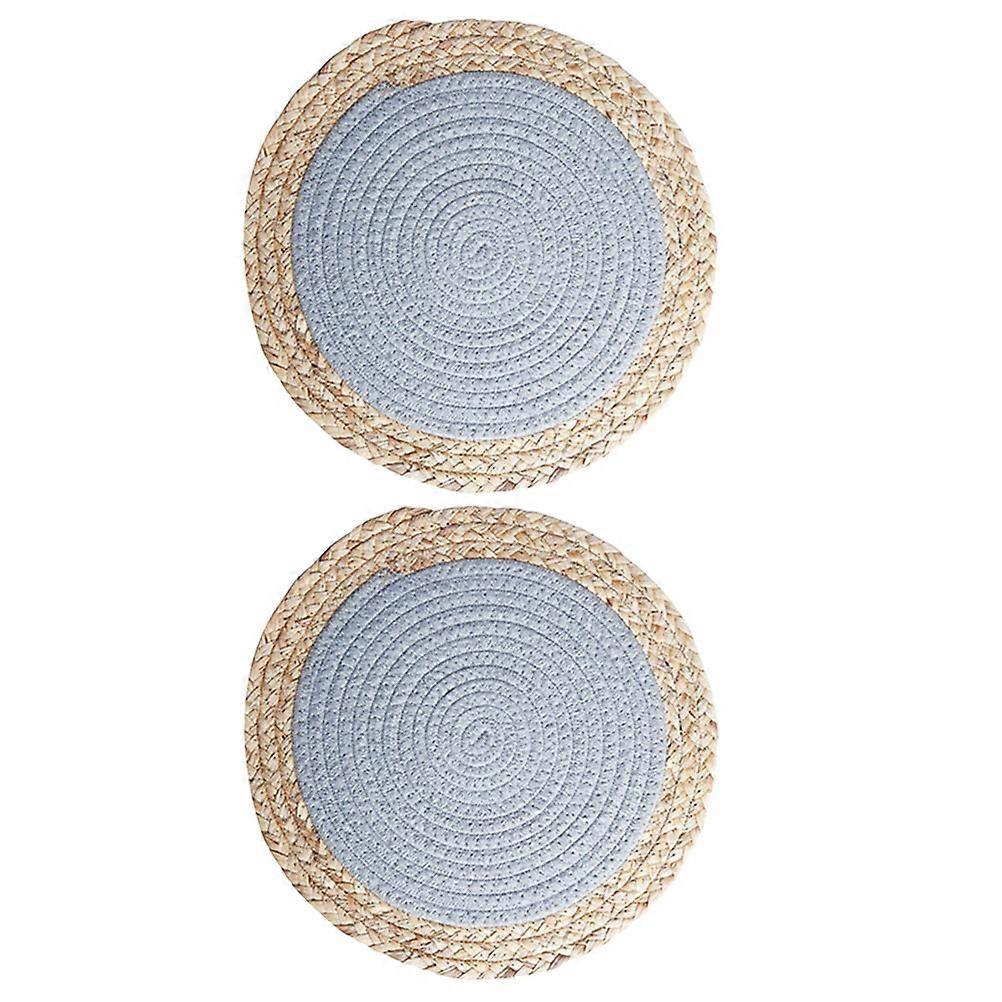 Farmhouse Decor Round Heat Insulated Placemats For Kitchen Table Light Grey 2Set
