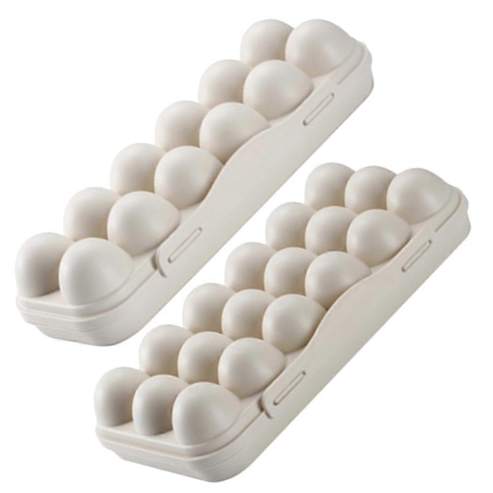 Egg Holder for Refrigerator with 24Grid Capacity Sturdy Plastic Khaki Color Ideal for Kitchen Storage