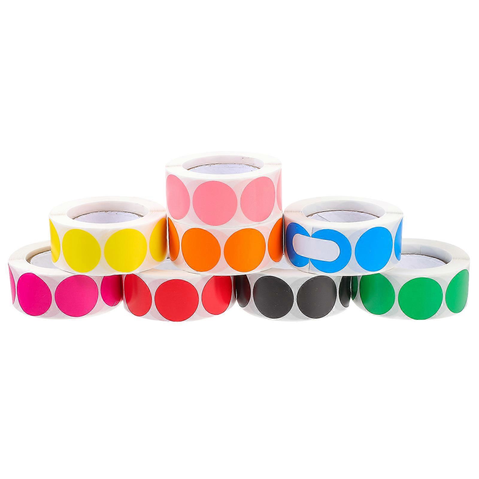 8 Rolls Colorful Dot Stickers Self Adhesive Labels for Home & Office Storage Organization, Round Adhesive Dots for Jars & Bottles