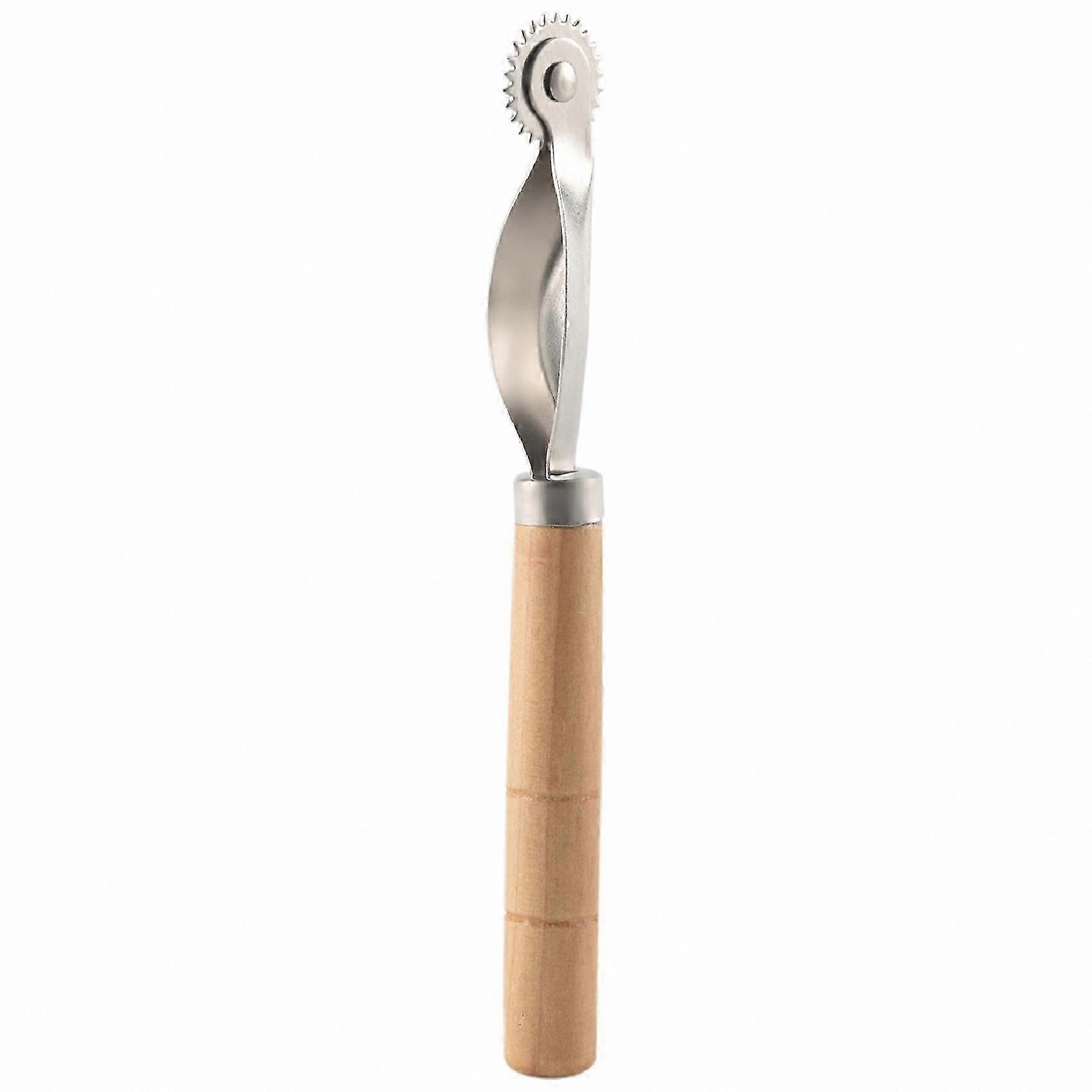 Single Wooden Handle Overneedle Wheel for Needle Spacing and Perforation Tasks