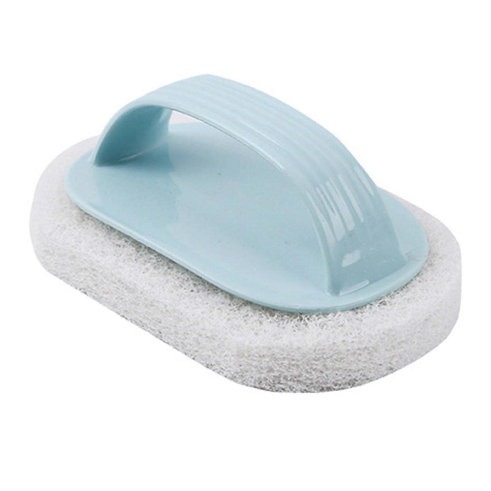 Scrubbing Brush PP Fiber Deep Cleaning Scrub Pad with Handle for Shower Tiles, Bathtub, Sink (Blue)