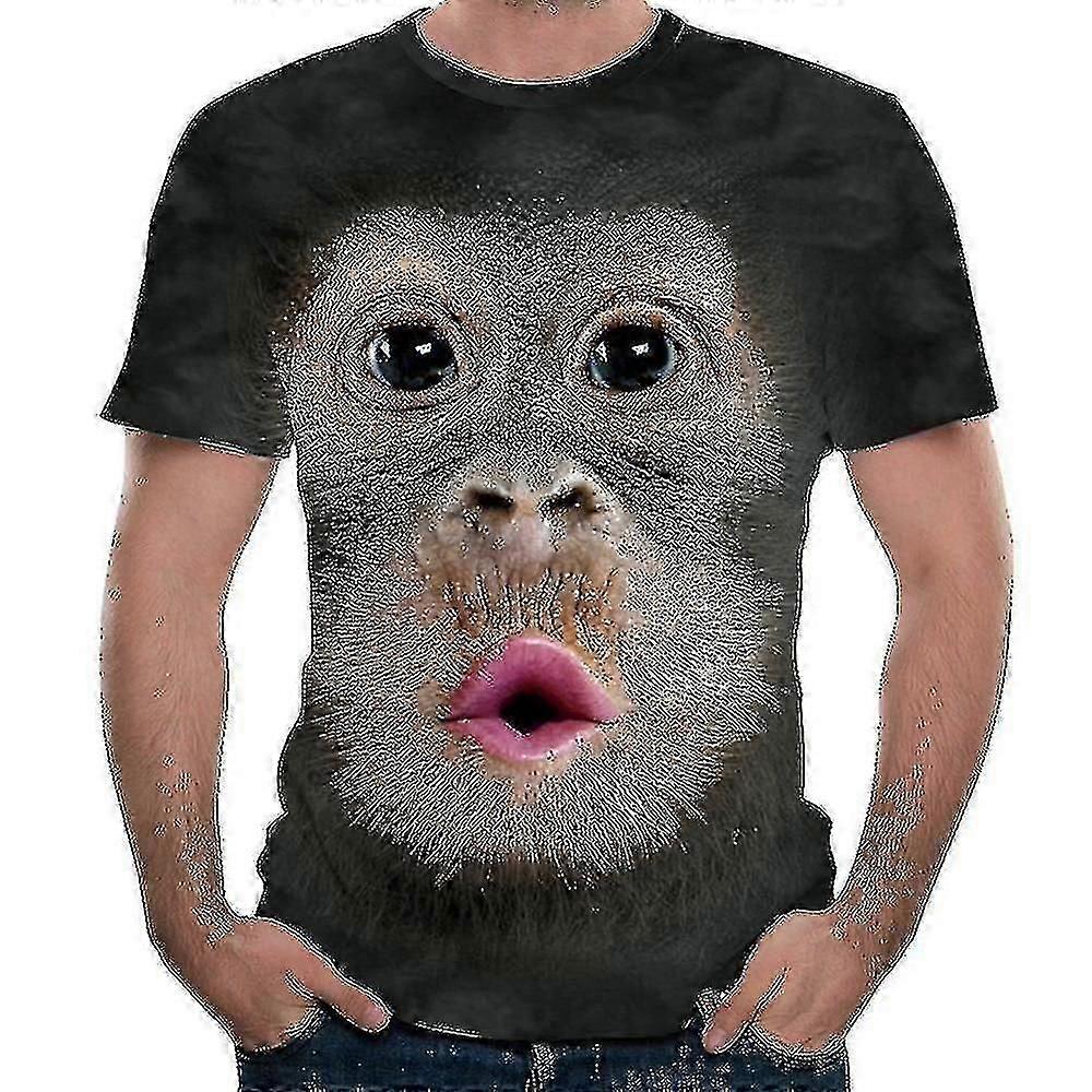 الرجال المرح الغوريلا القرد 3D المطبوعة تي شيرت عارضة قصيرة الأكمام جولة طوق قمم