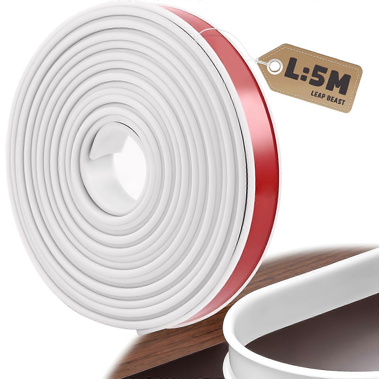 U-Shape Self-Adhesive Furniture Edge Tape 5 Metres, 40mm Flexible TPE Protection for Tables, Beds, and Wall Corners in White