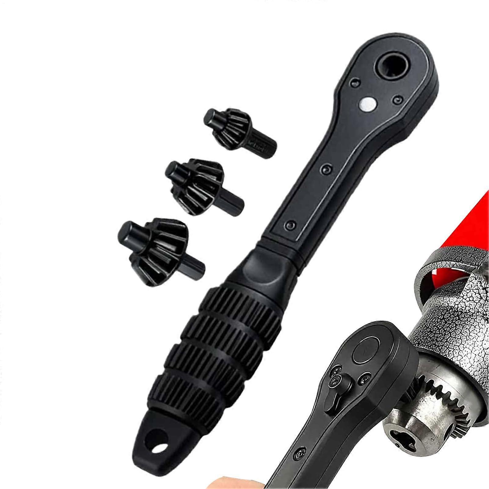 Ratchet Key Drill Chuck Adapter Wrench 2-in-1 Ergonomic Handle Multifunctional Dual-Head Tool for Auto Repair and Plumbing