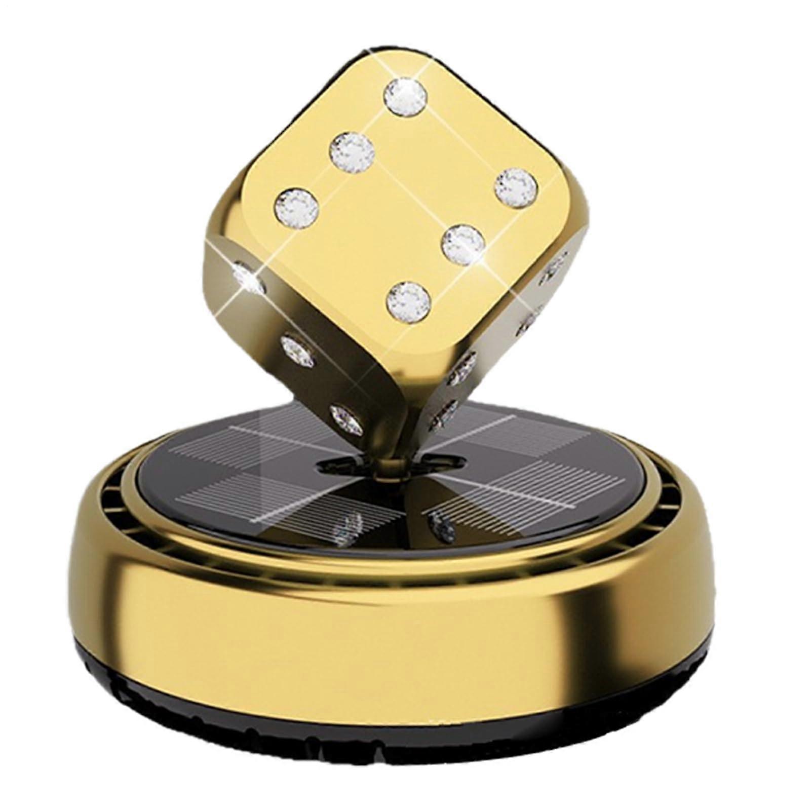 Car Air Freshener Diffuser Solar Powered Dice-Shaped Odor Eliminator for Trucks Minivans Sedans Gold 1 Count