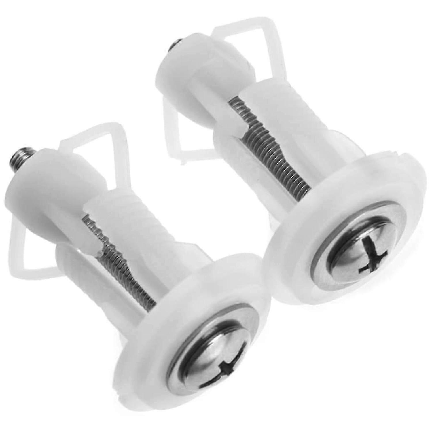 Universal Toilet Seat Hinges Fixing Kit - 2Pcs WC Blind Hole Fitting Screws with Well Nut Pan for Secure Toilet Cover Installation