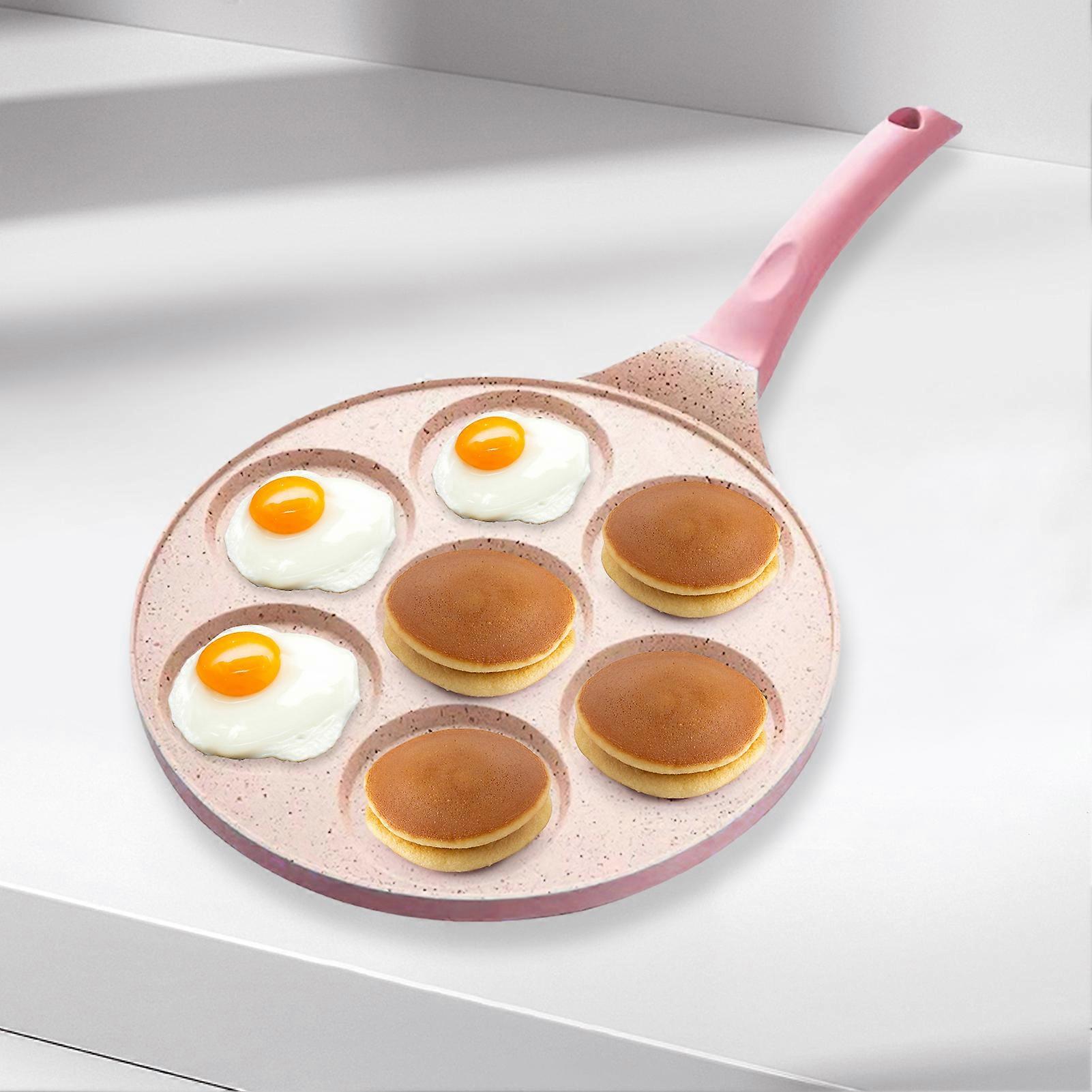 7-Hole Mini Pancake Maker Pan 26.5cm Nonstick Red/Pink/Blue