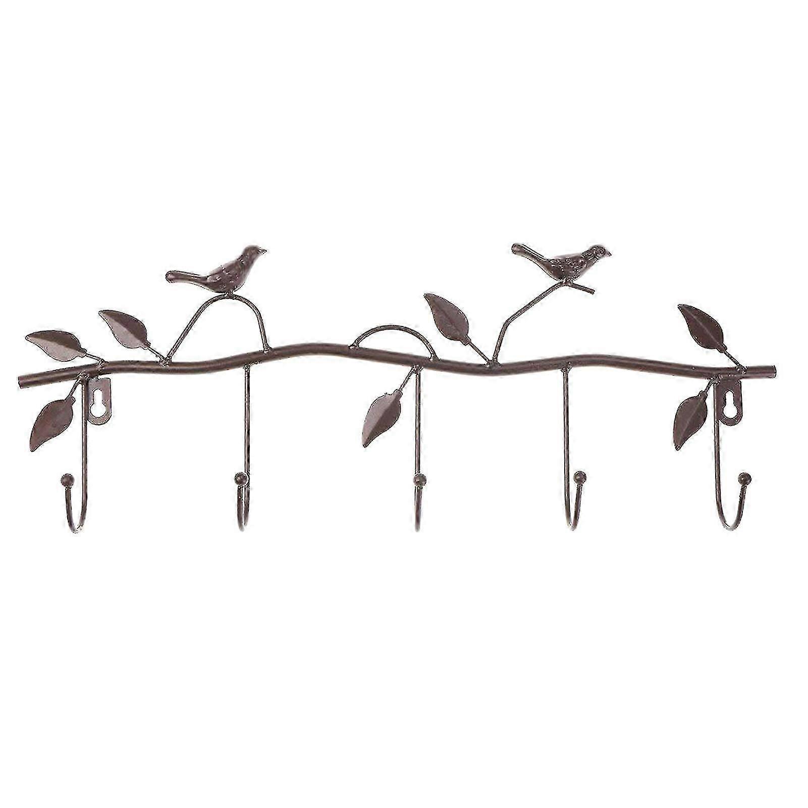 Wall-mounted Iron Retro Bird Leaf Towel Hanger - Bronze