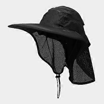 Men's UPF 50+ Wide Brim Sun Hat - Fishing Cap with Neck Flap in Black