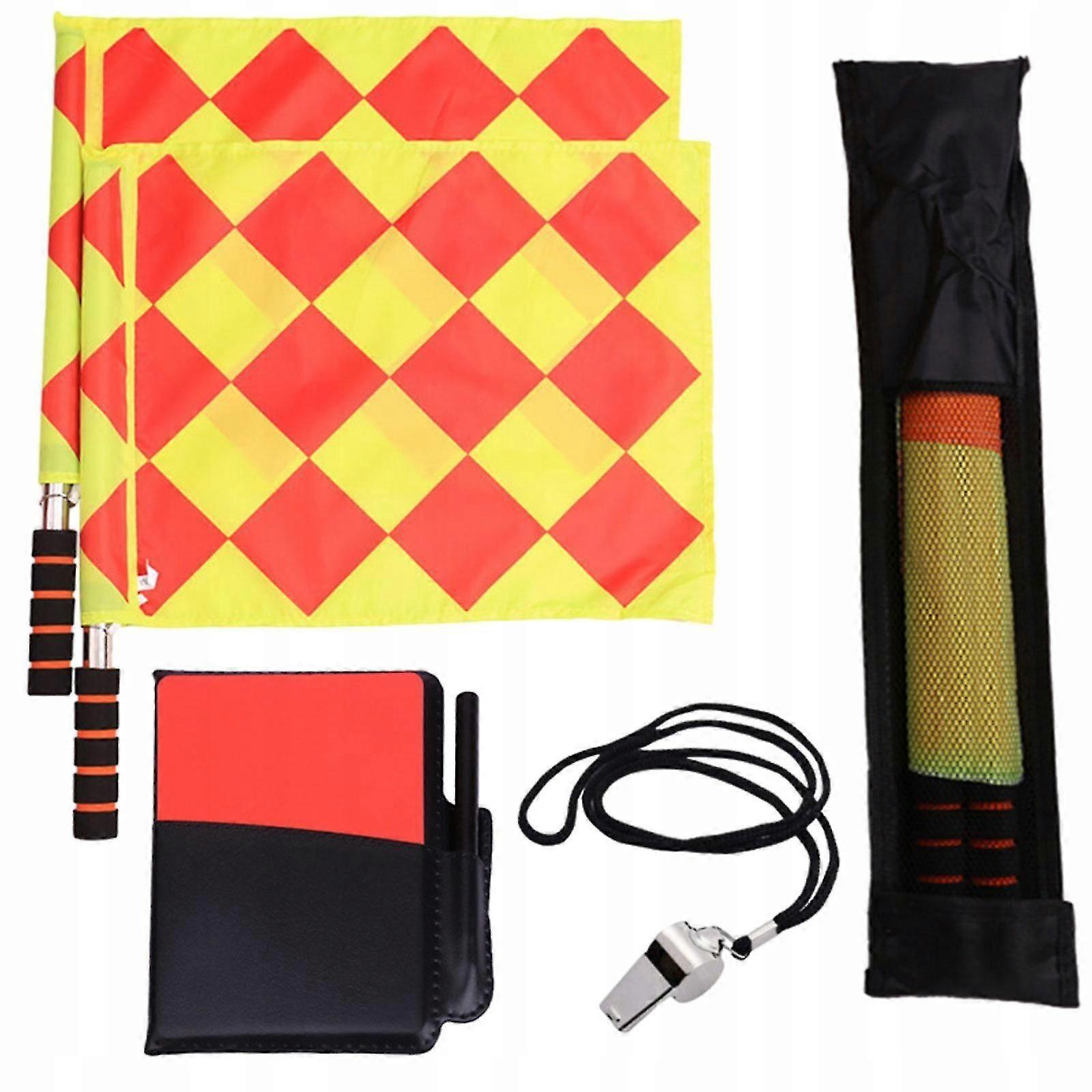 Football Referee Flags Set Whistle Training Equipment Referee Accessories Set