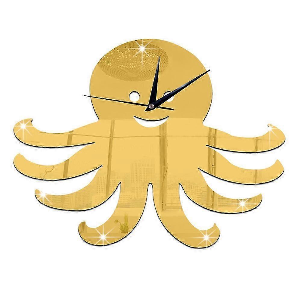 3D Decoration Kid Room Octopus Mirror Wall Clock