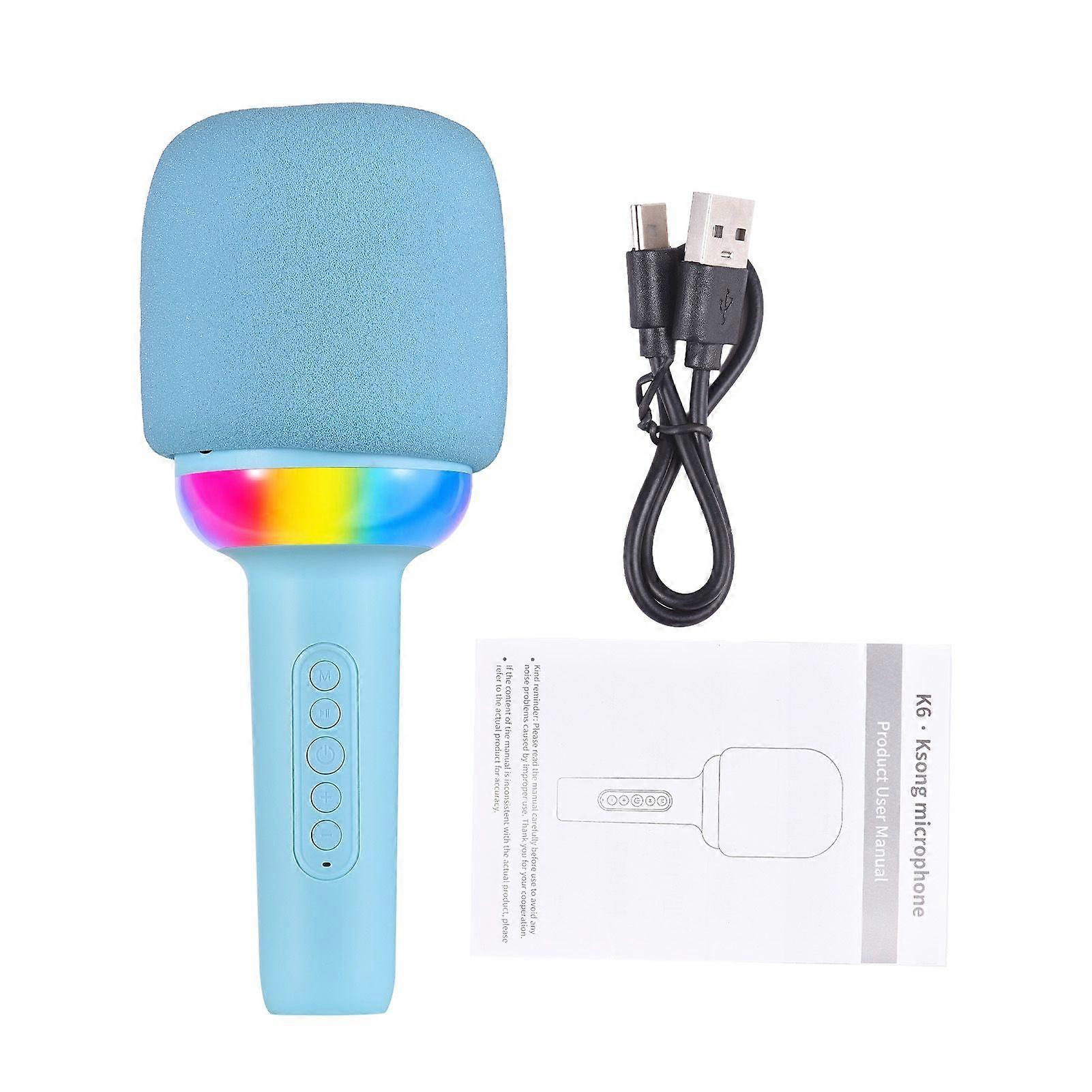 Karaoke Microphone Portable Handheld Mic Built-in Speaker Noise Reduction LED Color Lights Wireless BT Microphone Anti Spray Cotton Cover Rechargeable