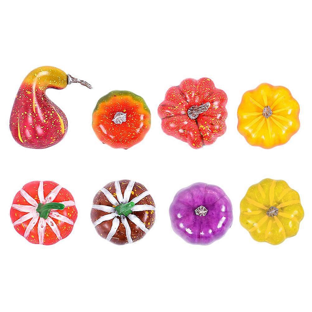 Craft Pumpkins Artificial Pumpkin Models Thanksgiving Decoration Assorted Color 6.00X6.00X6.00CM Simulation Design 8Pcs