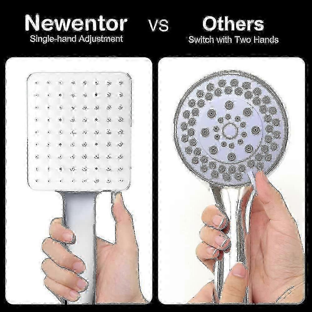 Large Square Chrome Shower Head with One-Hand Control & 6 Modes - For Your Personal Use