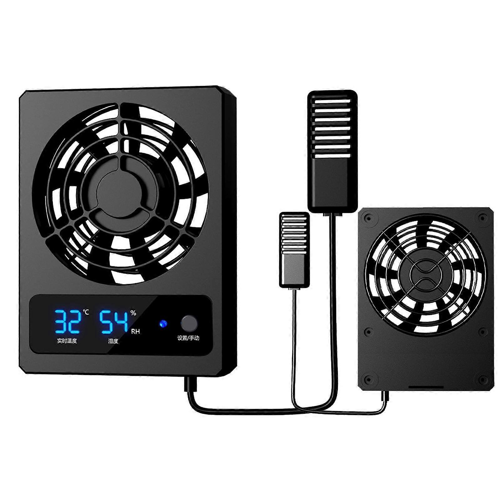 Reptile Fan Intelligent Temperature Meter With LED Indicator Low Noise Humidity Monitor For Reptiles Snakes Model RF01