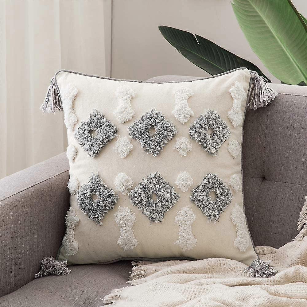 Tribal Boho Woven With Tassels Pillow Square Soft Couch Pillows Set Of 2 (inserts + Pillow Covers, Diamond)