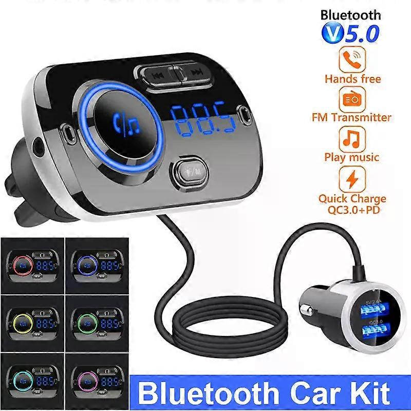 Car Hands Free Bluetooth Kit FM Transmitter Music MP3 Player Speaker with Cigarette Lighter Adapter USB Charging Socket