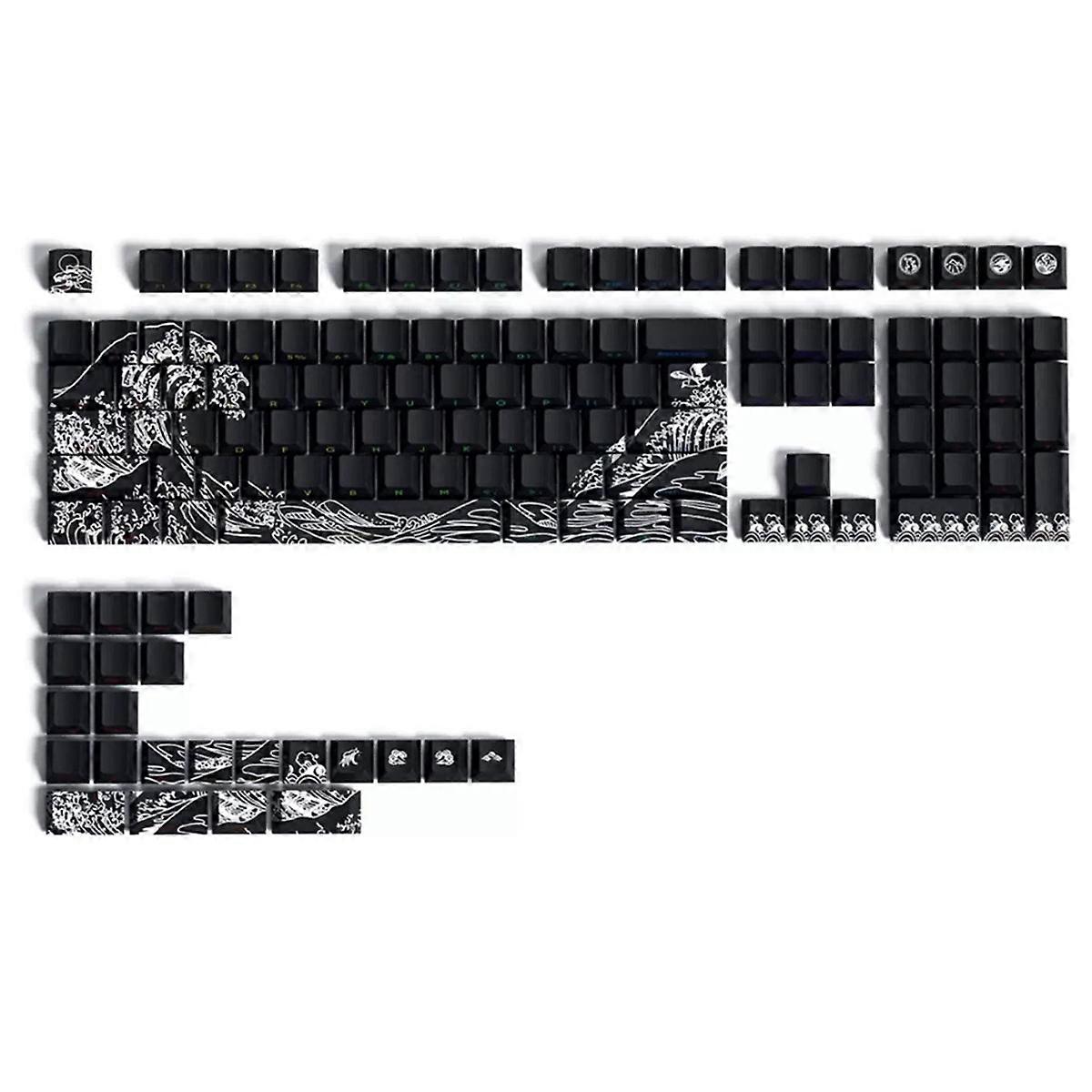 -E Gradient Keycap PBT Side Carving Semi Transparent for 60/84/98/108 Mechanical Keyboard Black