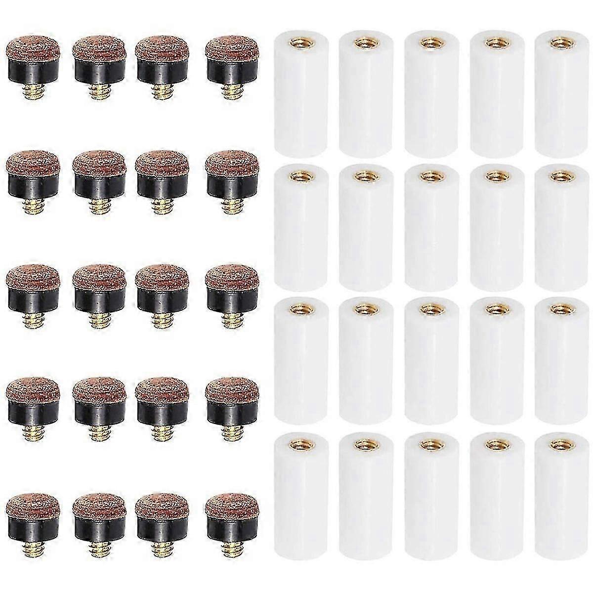 20sets Billiard Cue Tips With Pool Cue Stick Ferrules 12mm Billiard Screw-on Tips Replacement For N