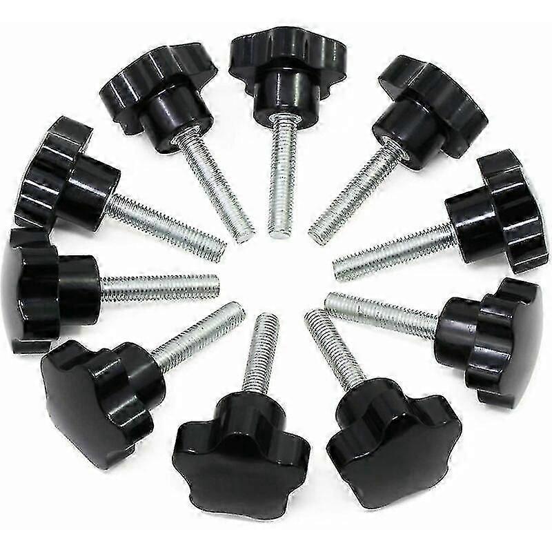 10pcs M8x40 Thread Clamp Black Plastic Star Shaped Button Screw On