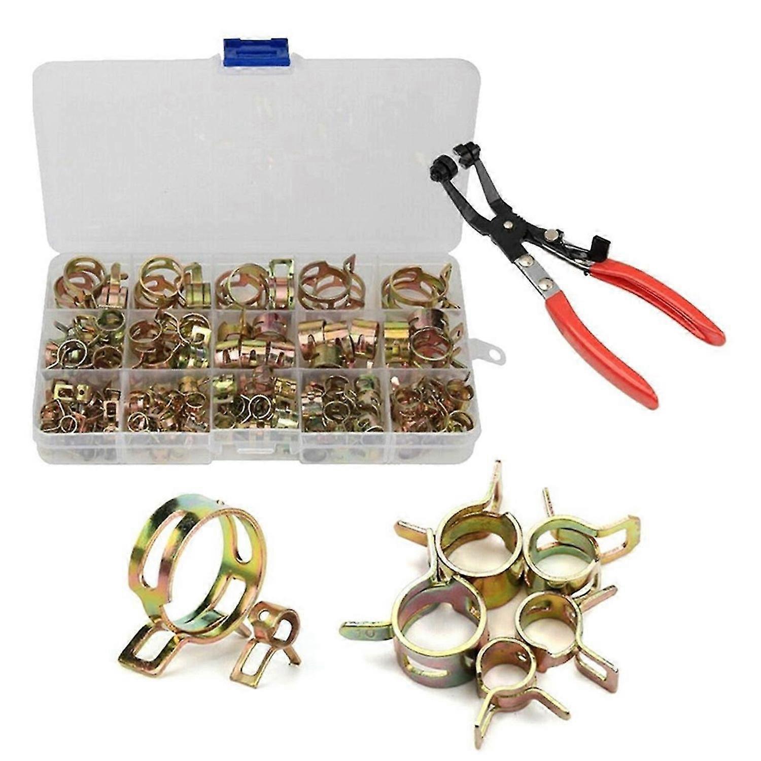 Spring Hose Clamps + Manual Pliers Clamp Metal Tools Assortment Kit