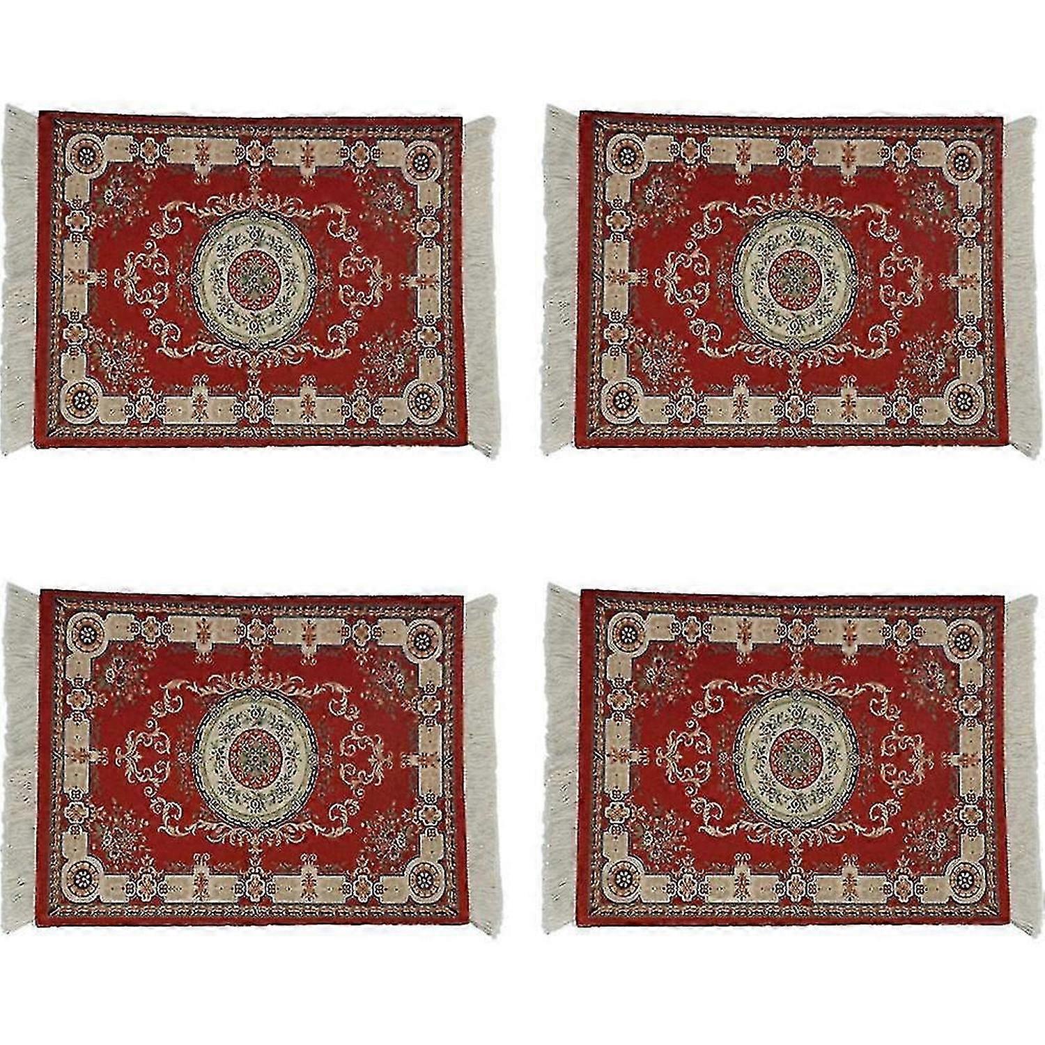 4pcs Rug Table Coasters Oriental Design Fabric Carpet Drink Mats