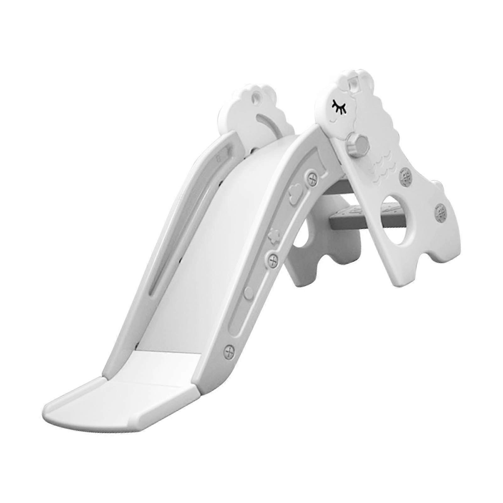 Kids Indoor Sliding Slide Freestanding Folding 2 Stairs Stable Base Climber Play Slide for Toddlers White Gray