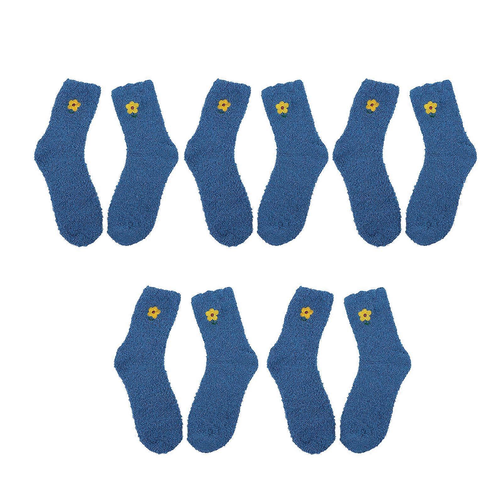 Winter Socks Coral Fleece Stockings for Wearing 5Pairs Cozy Floor Socks