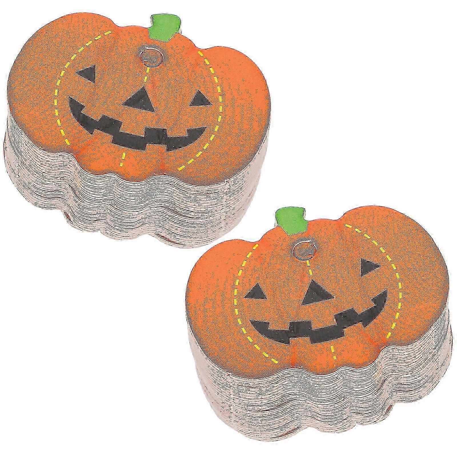 Pumpkin Shape Paper Labels With String For DIY Projects And Candy Decoration Halloween Theme 100Pcs