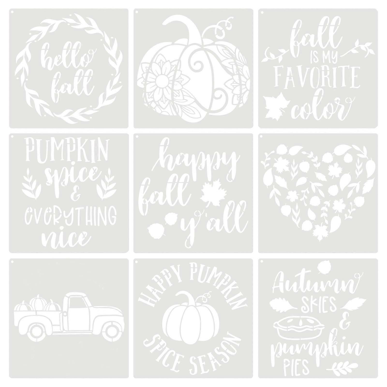 Decorative Sign Stencils Autumn Themed Pumpkin Stencils for Decoration 9 Sheets