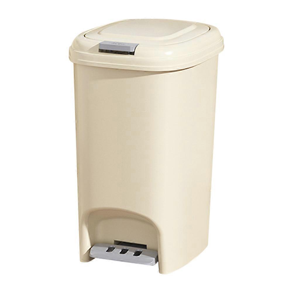Odor Prevention Rectangular Trash Bin for Home Use Bathroom Beige Pp with Foot Pedal Operation 1Pack