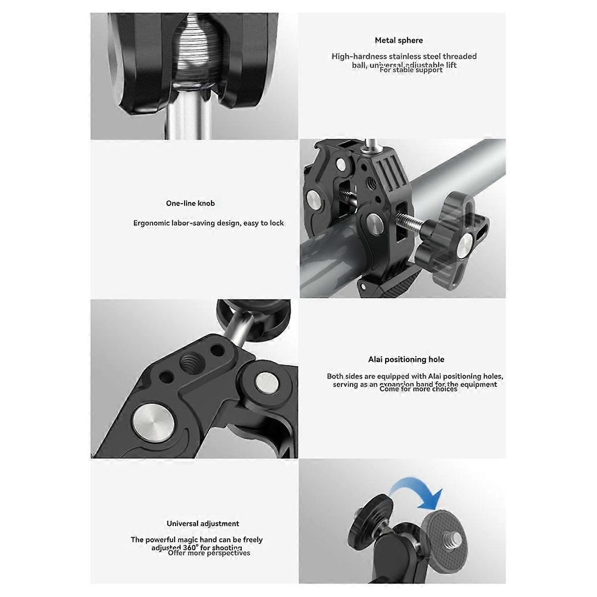 Super Clamp Articulating Magic Arm Clip 360 Dual-Head Super Clamp