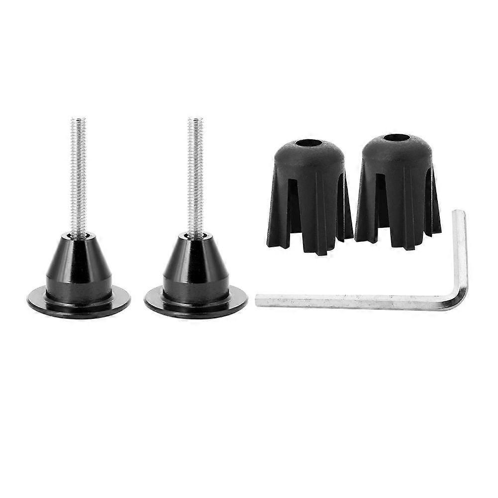 1 Pair Aluminum Alloy Bike Bicycle Handlebar Grip End Cap Plug Stopper Accessory(Black)