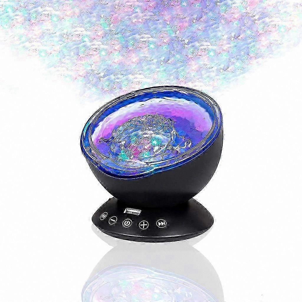 Soothing Sensory Night Light Projector for Kids, 7 Color Modes, Music Player with Natural Sounds, Calming LED Sealight for Relaxation and Sleep Suppor