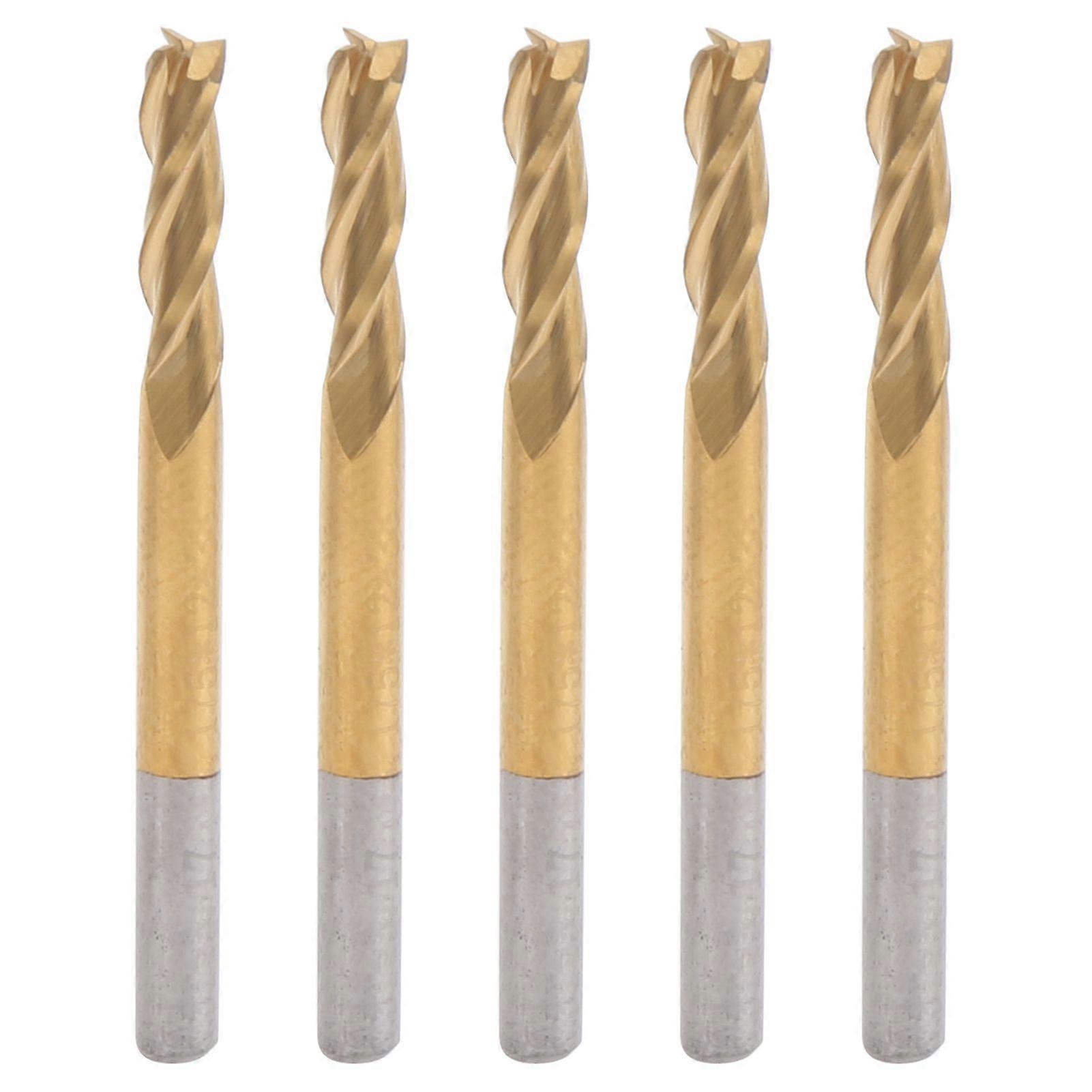 5pcs 3-Flute Milling Cutter Tungsten Steel Cutting Engraving Tool Round Shank 3.175x3.175x12x40