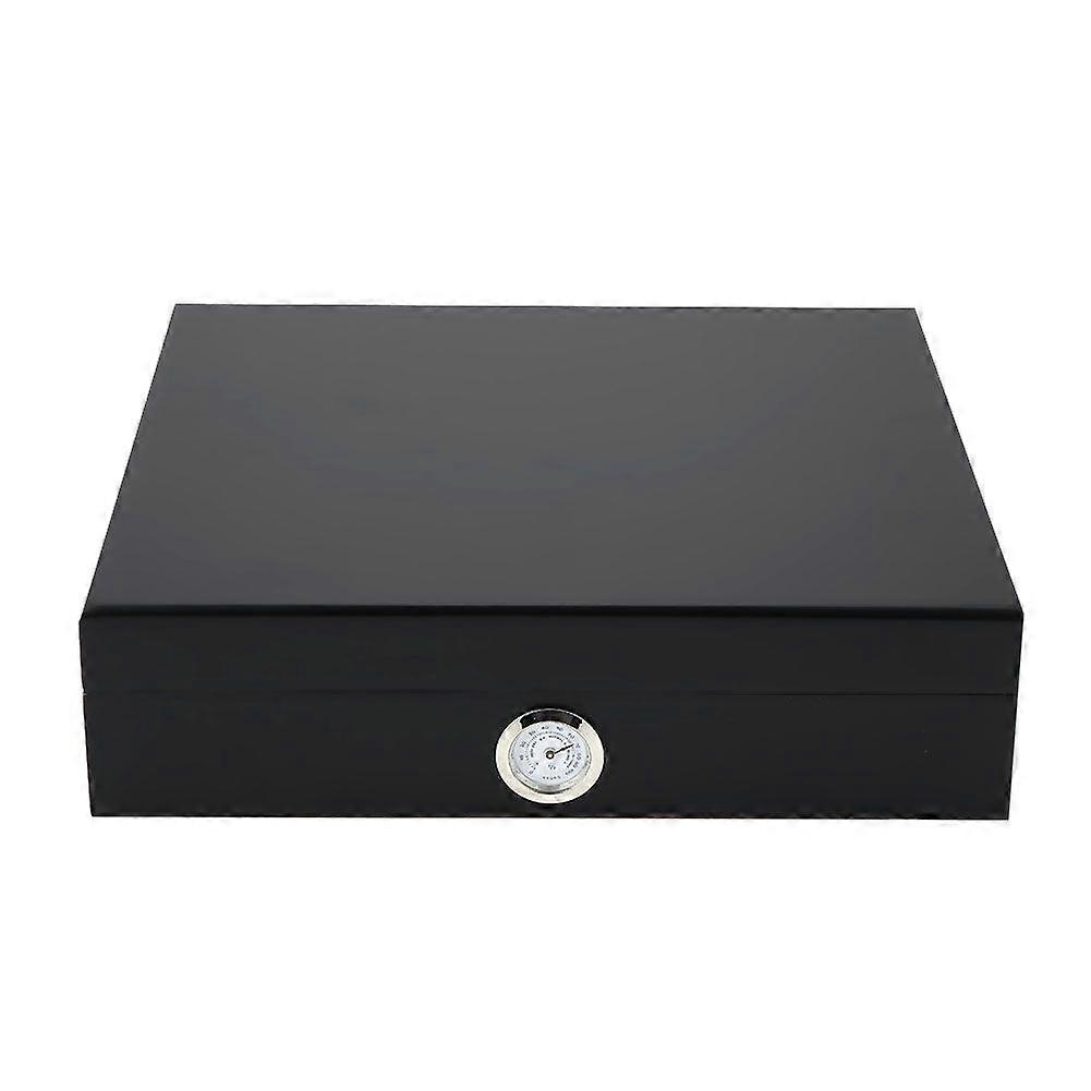 Mini Portable Humidor Cigar Box Vintage Wooden Cigarette Container Storage Case (Black)