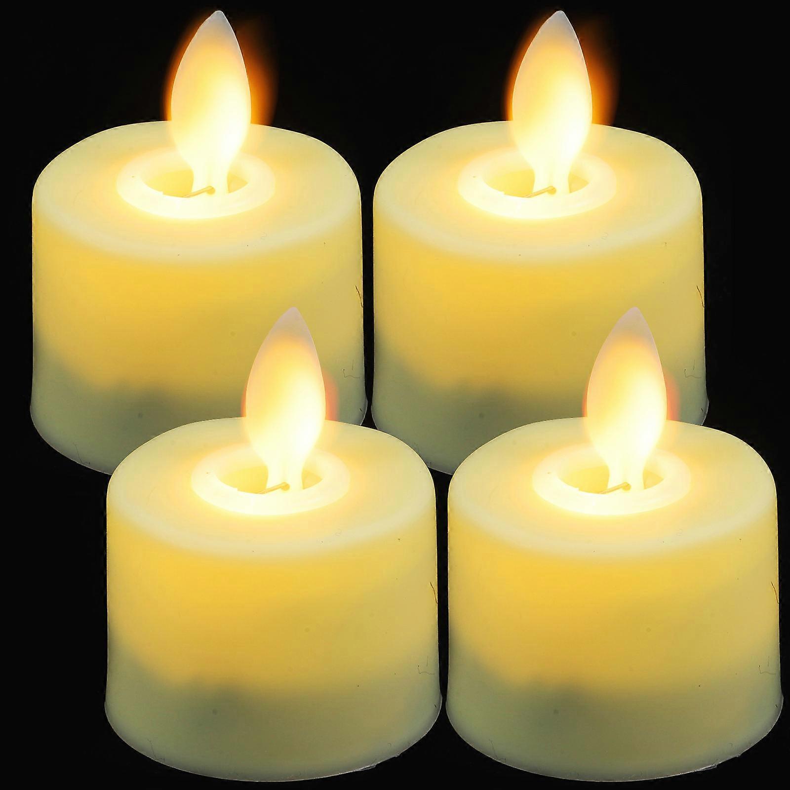 4Pcs Electronic Candle Flame-Less LED Lights for Lighting White Battery-Operated