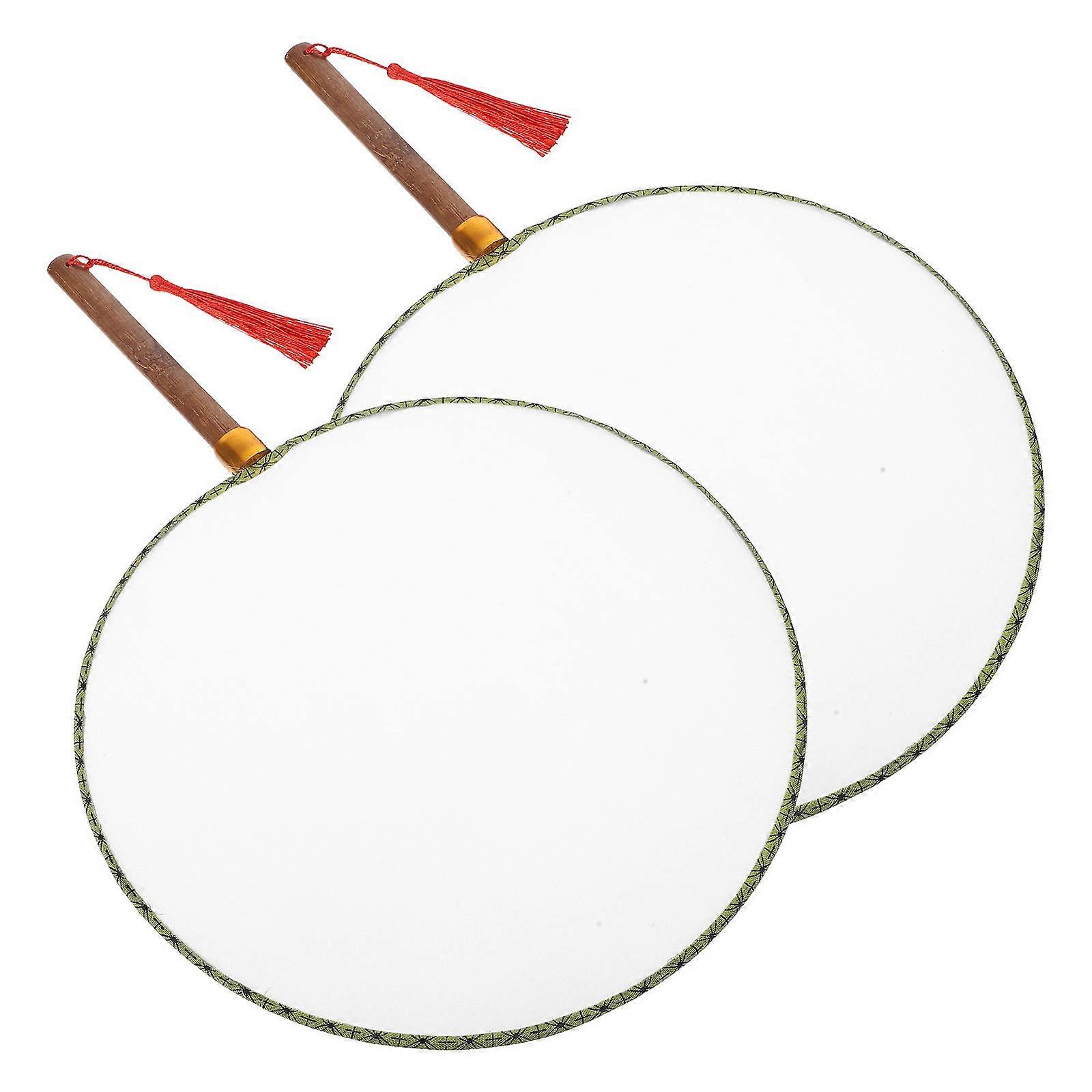 Round Wooden Handle Silk Fan for Painting DIY 6Pcs Set