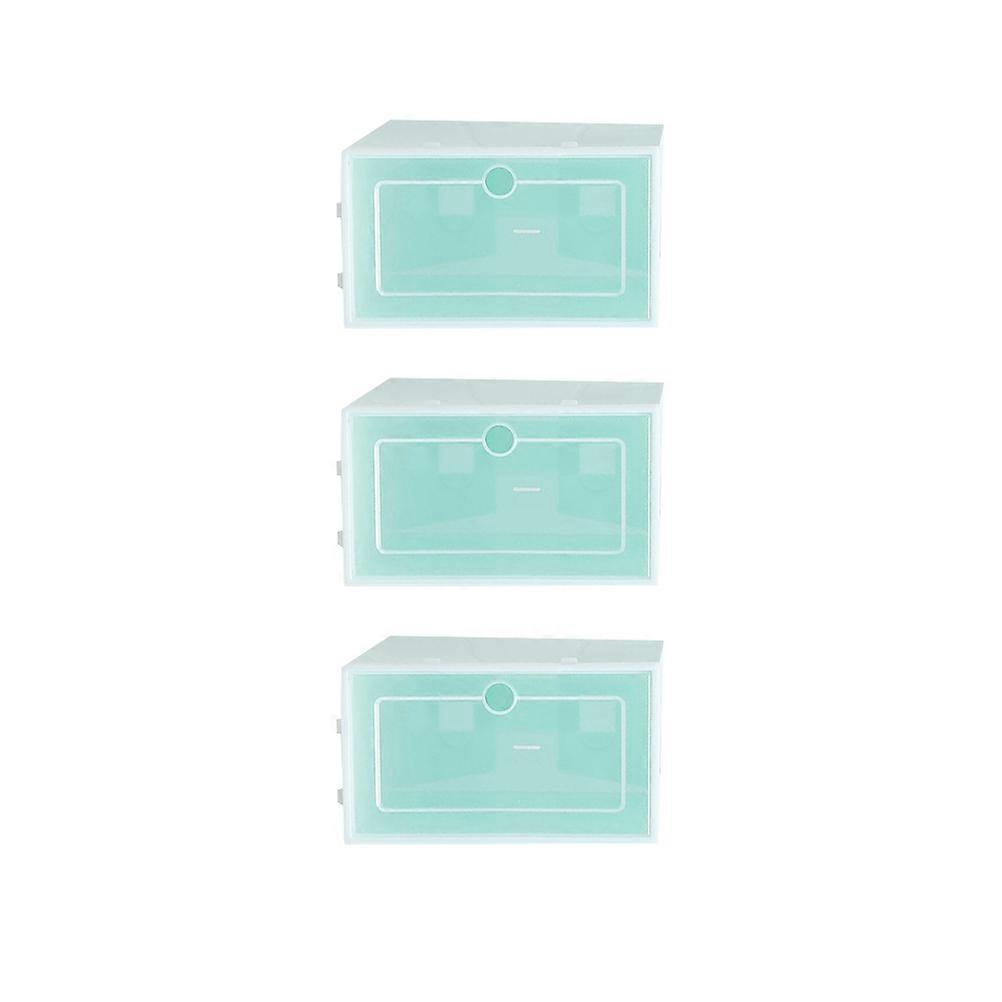 Transparent Shoes Storage Box Stackable for 18Pcs Green Shoe Container