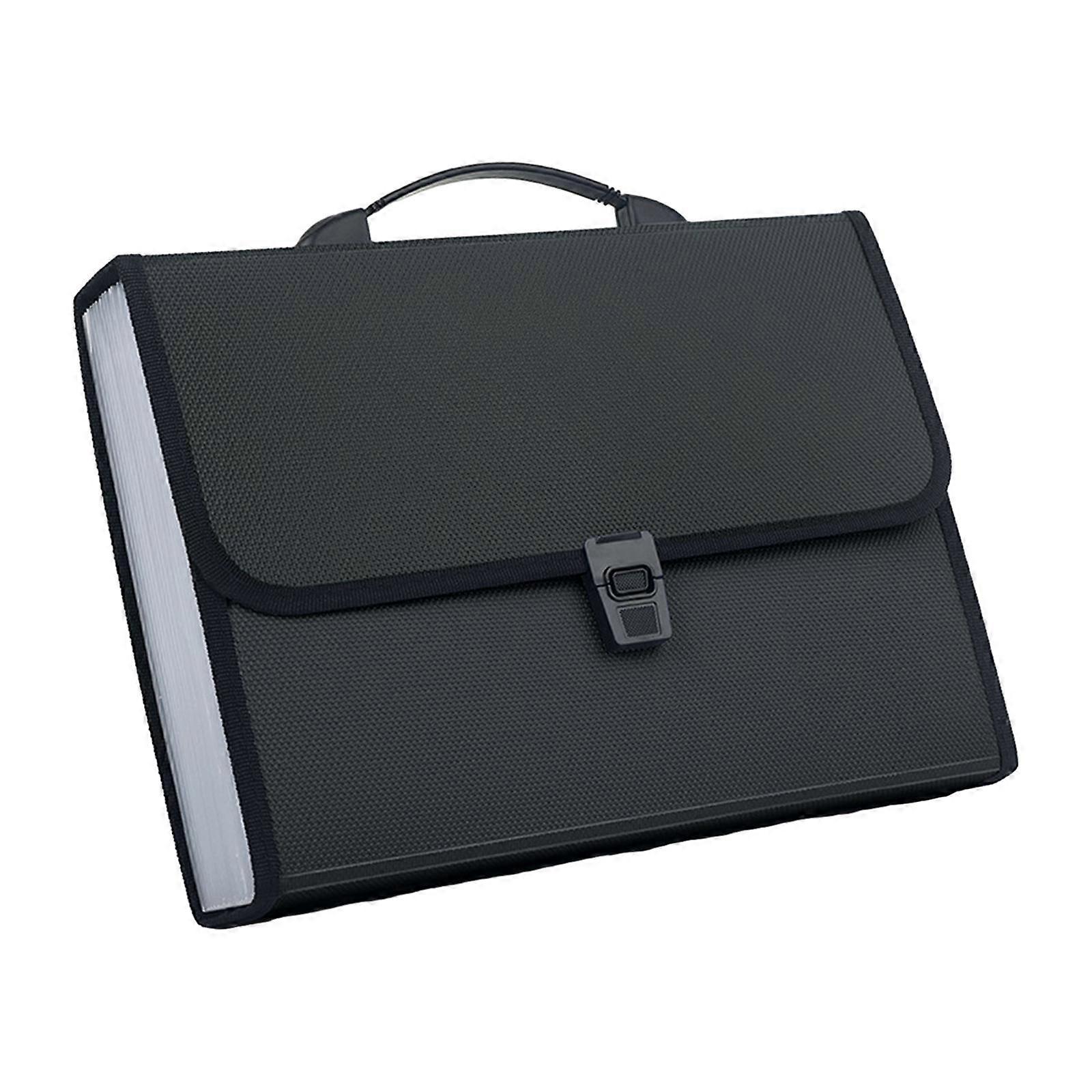 A4 Expandable File Folder with Snap Closure Paperwork Folder for Office Work Black