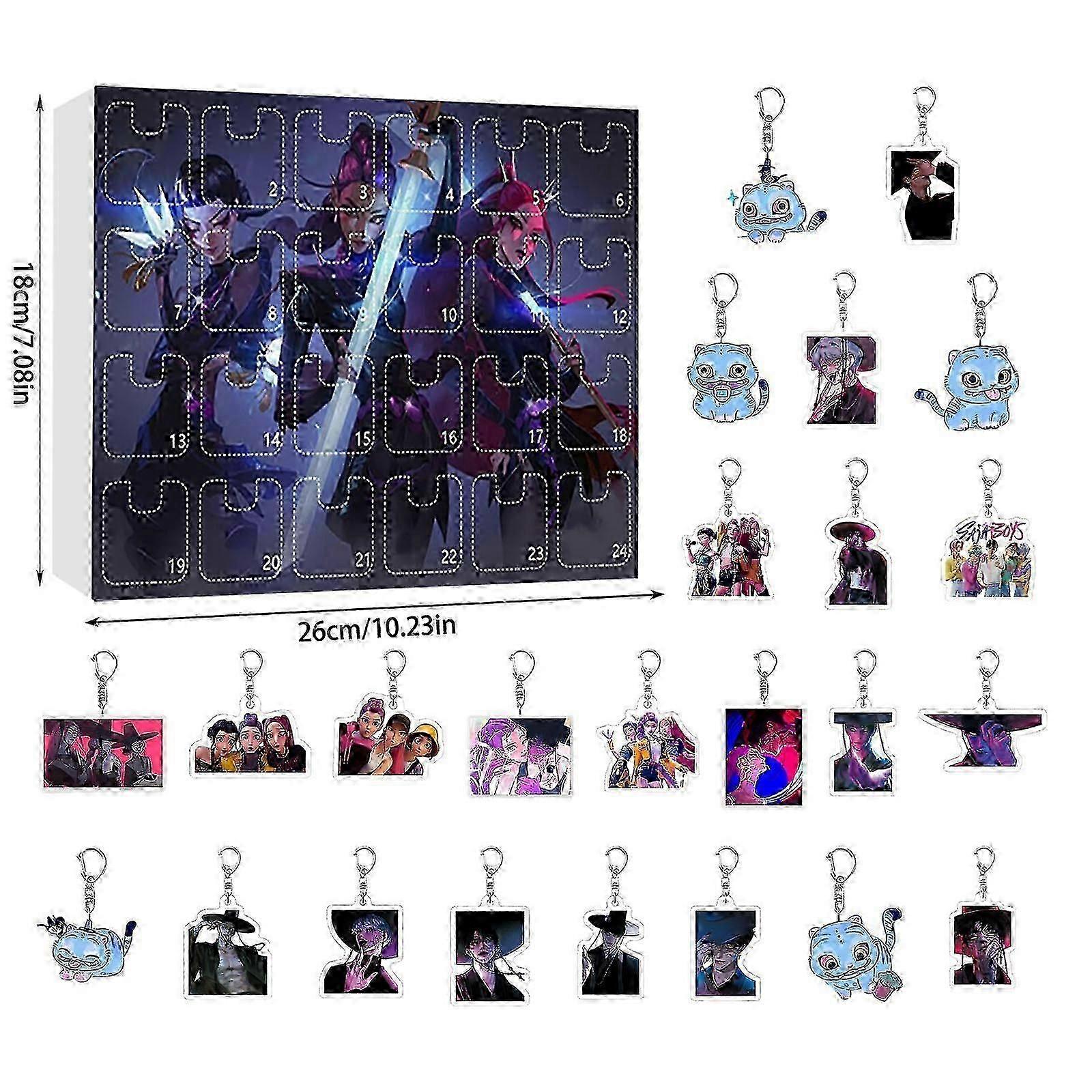 Calendário do Advento Acrílico K-pop Demon Hunters - Caixa de Presente Surpresa com 24 Dias para Fãs e Crianças - 2025