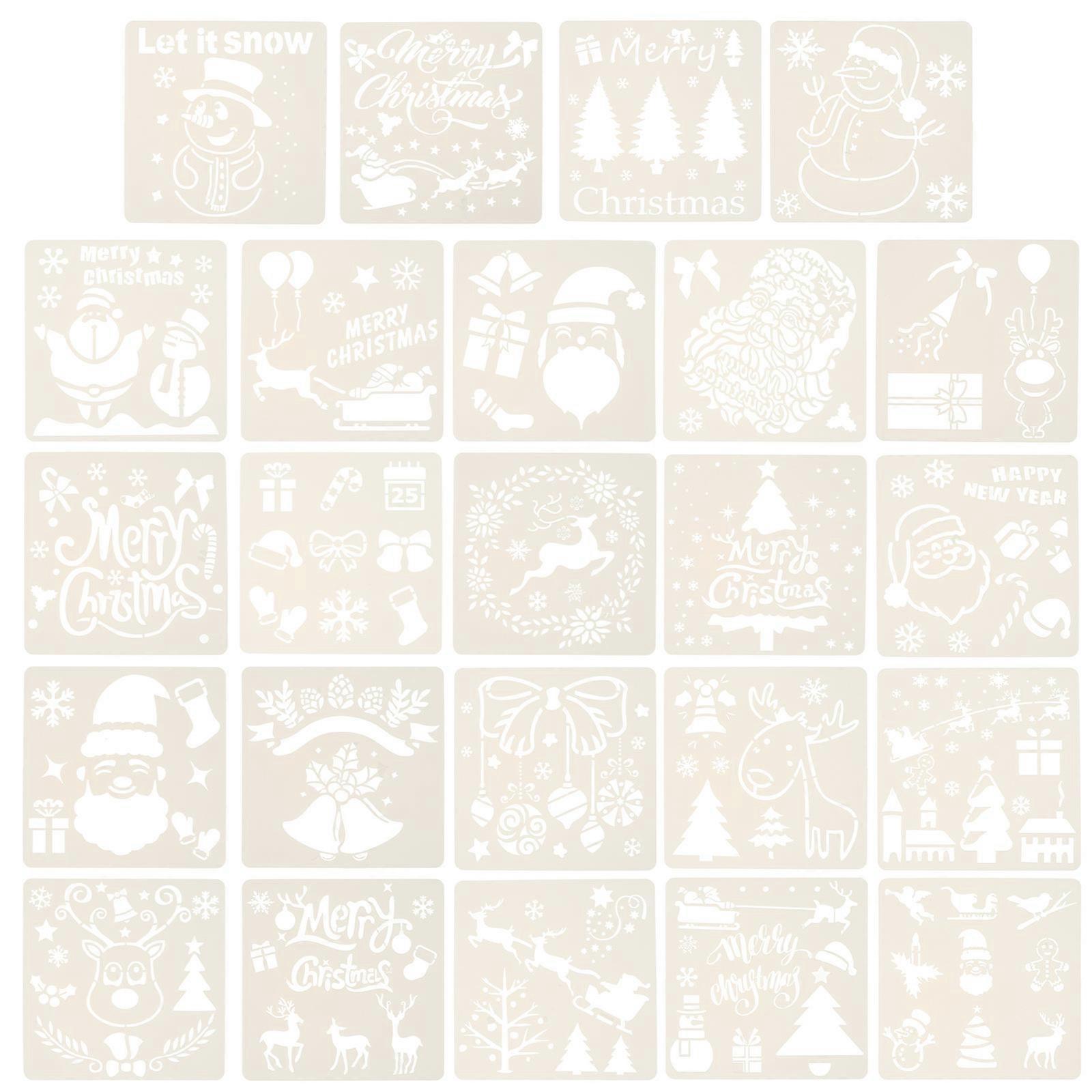 Painting Templates Stencils for Christmas Drawing 72Pcs Beige DIY Pack