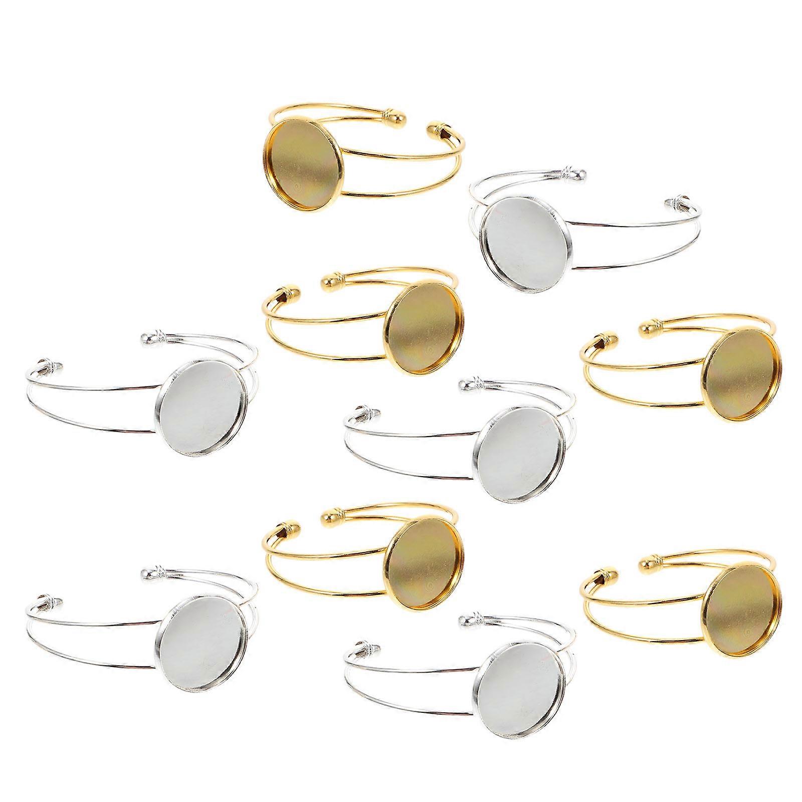 Gemstone Bezel Tray Bracelet Settings For Friends Assorted Color Jewelry Base With Smooth Surface 10Pcs