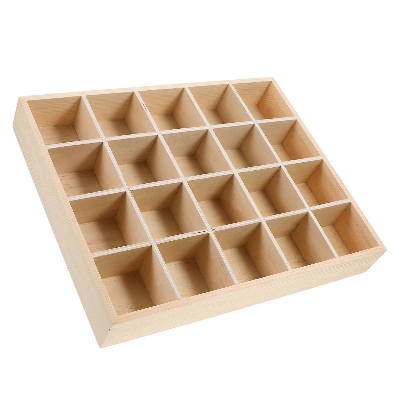 Wooden Cosmetics Box Organizer for Storage 2Pcs Desktop Compartment Case
