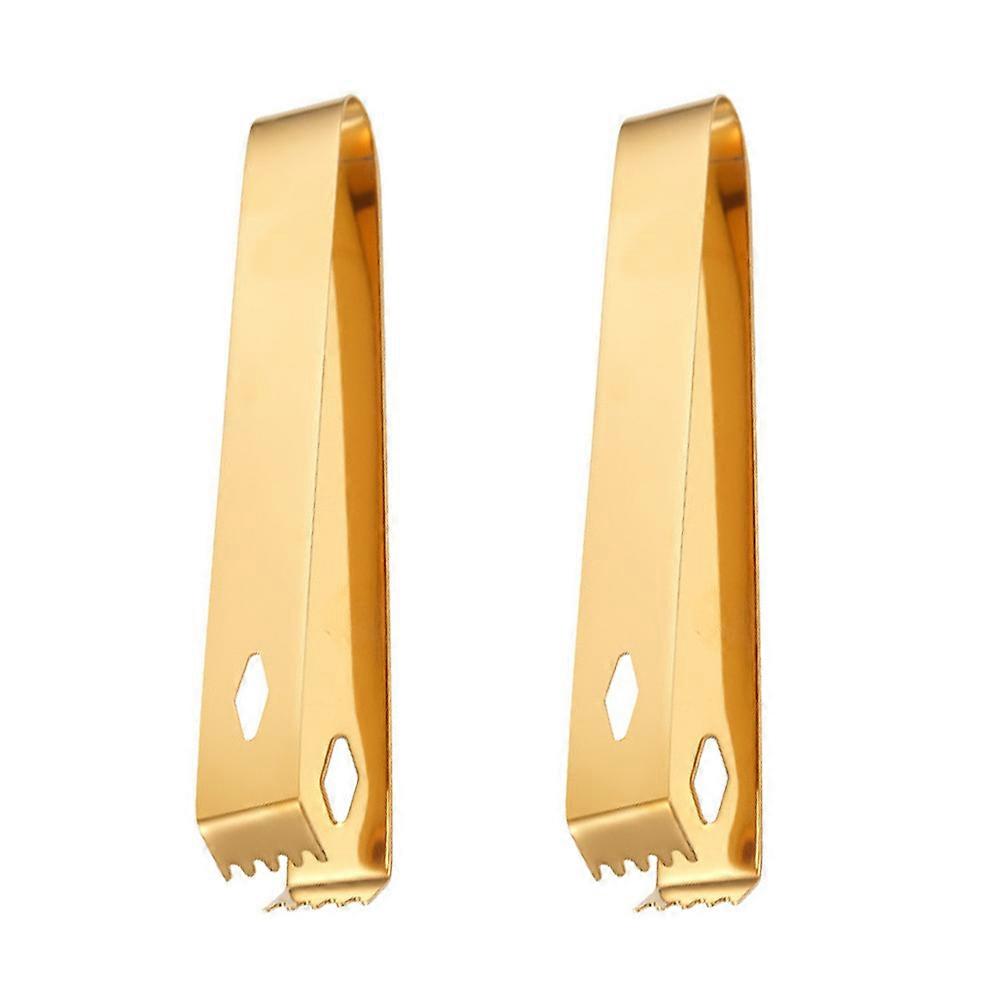 Ice Cube Clamp Food Clamp Sawtooth Edge Thickened Steel Golden 6.37X0.79X0.79in Non Skid Household Use 2Pcs