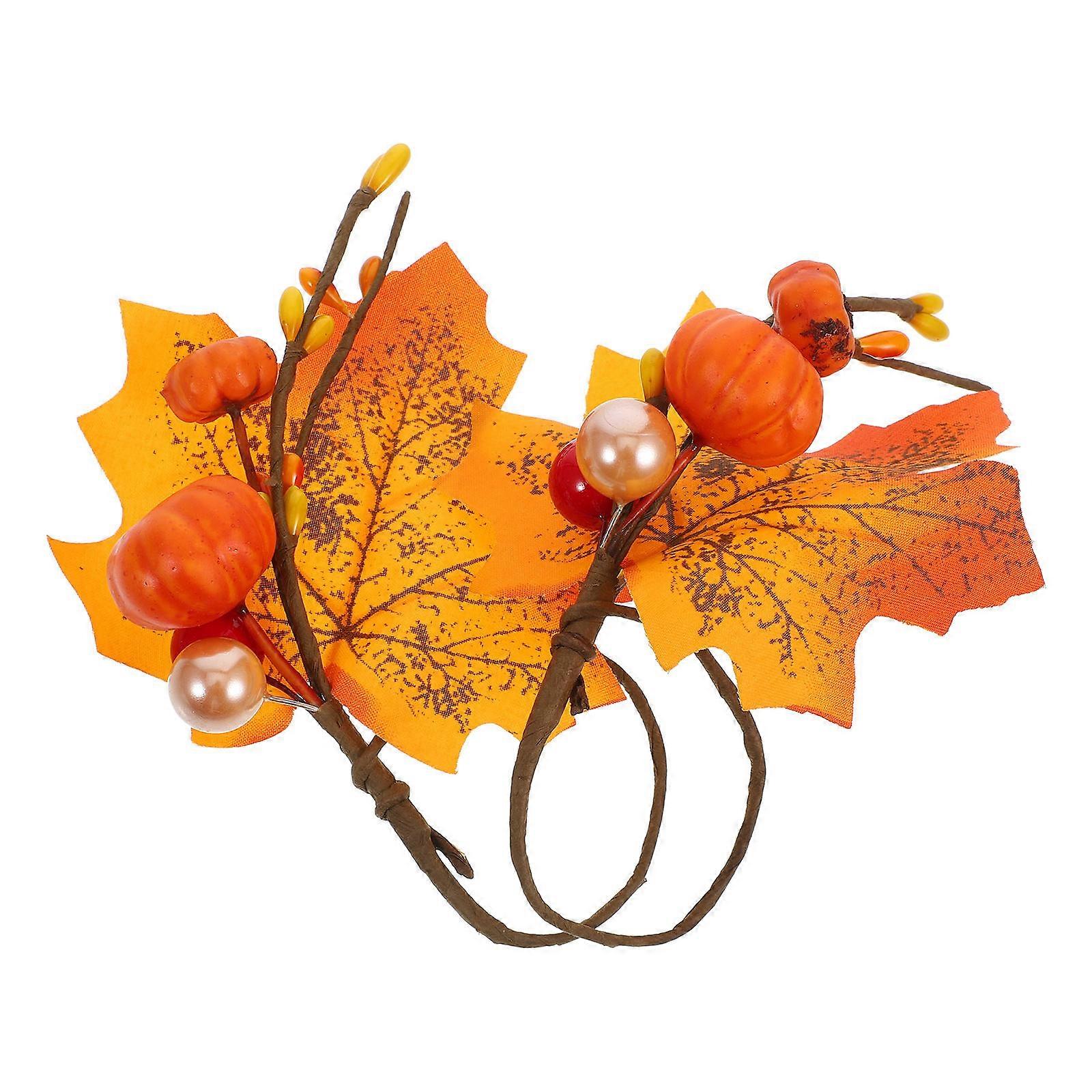 Thanksgiving Napkin Holders Maple Leaf Rings for Decor 4Pcs Orange