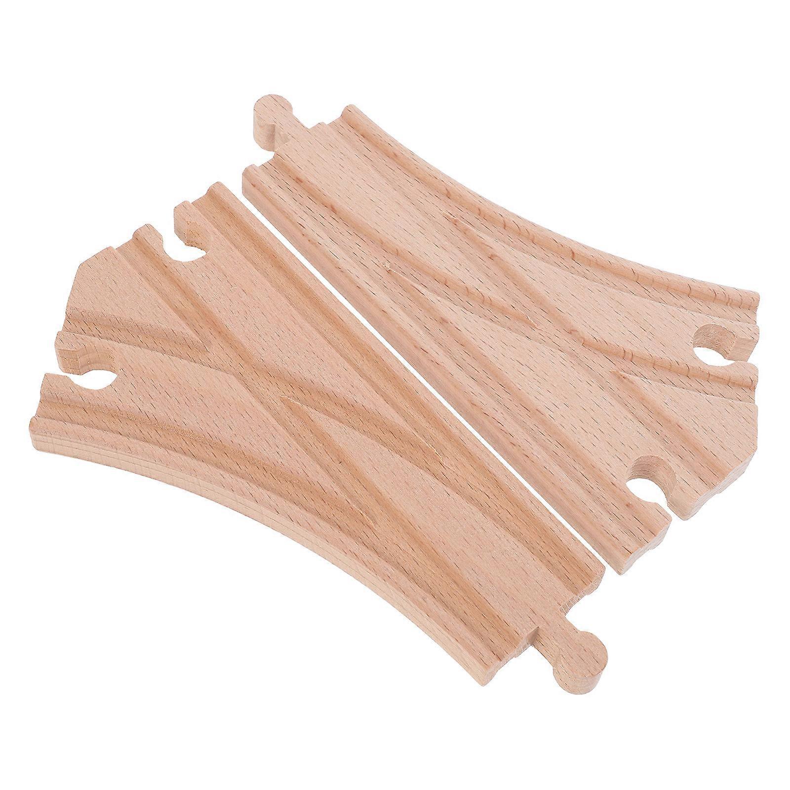 Wooden Train Track Accessories 2Pcs for Kids Multi-Directional Switch Railway