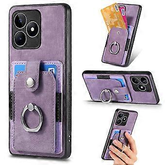 25-26 Retro Skin-feel Ring Multi-card Wallet Phone Case For Realme C53 4G
